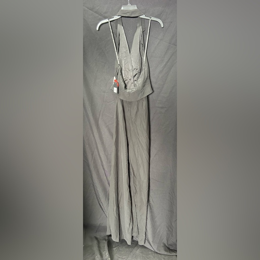 IEENA FOR MAC DUGGAL 2643 NWT Black Tuxedo Halter Jumpsuit - Picture 5 of 6